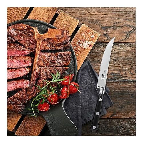  Cooks Standard Steak Knives Set 6-Piece, High Carbon Stainless Steel Classic Sharp Kitchen Steak Knife, Ergonomic Handle,Black