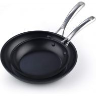 Cooks Standard 8 and 10.5-Inch Fry Saute Omelet 2 Piece Nonstick Hard Anodized Pan Set, Black