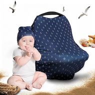 Cool Beans Baby Car Seat Canopy and Nursing Cover - Multiuse - Soft and Stretchy Fabric Easily Covers High Chairs, Shopping Carts, Car Seats - Bonus Infant Baby Beanie and Bag (Anc