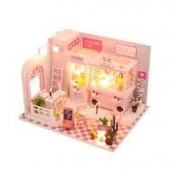 Cool Beans Boutique Miniature Wooden Dollhouse DIY Kit Pink Claw Machine Shop with Dust Cover - Architecture Model kit (English Manual)