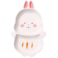 Cool Lemon Cute Cartoon Rabbit Shape Series Ceramic Porcelain Kids Children Divided Plate,Dishes, Tray Dinnerware Set Gift For Kids