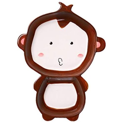  Cool Lemon Cute Cartoon Monkey Shape Ceramic Porcelain Kids Children Divided Plate Dishes Tray Dinnerware Gift For Kids