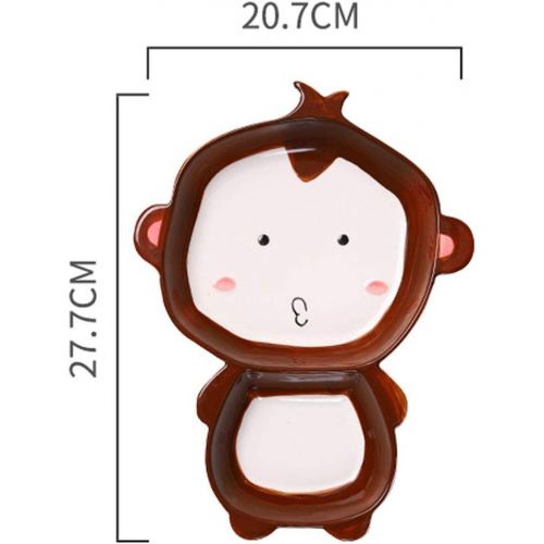  Cool Lemon Cute Cartoon Monkey Shape Ceramic Porcelain Kids Children Divided Plate Dishes Tray Dinnerware Gift For Kids
