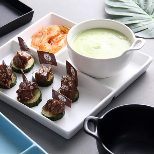  Cool Lemon Ceramic Porcelain Simple Matte Square Salad/Steak/Dessert/Fruit/Bread/Dinner Plate Dishes Tray Dinnerware Tableware Divided Plate Tray Dishes for Breakfast Lunch