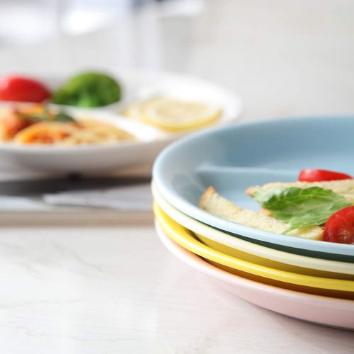  Cool Lemon Ceramic Porcelain Simple Round Salad/Steak/Dessert/Fruit/Bread/Dinner Plate Dishes Tray Dinnerware Tableware Divided Plate Tray Dishes for Breakfast Lunch
