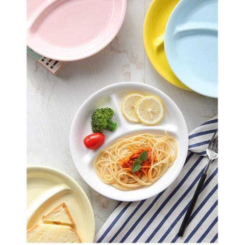  Cool Lemon Ceramic Porcelain Simple Round Salad/Steak/Dessert/Fruit/Bread/Dinner Plate Dishes Tray Dinnerware Tableware Divided Plate Tray Dishes for Breakfast Lunch