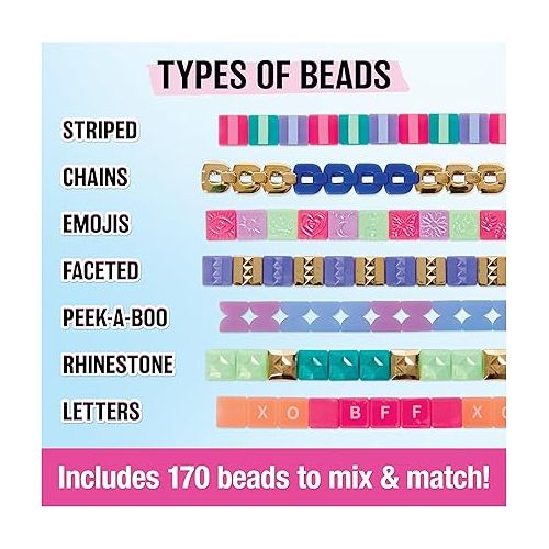  Cool Maker PopStyle Bracelet Maker, 170 Beads, Make & Remake 10 Bracelets, Friendship Bracelet Making Kit, DIY Arts & Crafts Christmas Gifts for Kids