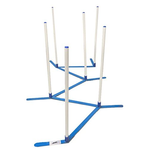  Cool Runners Agility Weave Poles Adjustable 6 Pole Set with Carrying Case and Grass Stakes