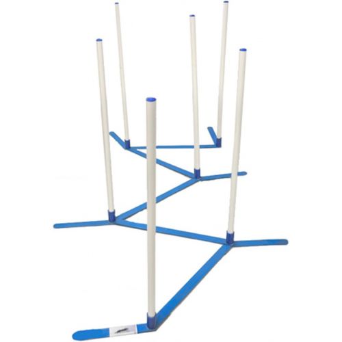  Cool Runners Agility Weave Poles Adjustable 6 Pole Set with Carrying Case and Grass Stakes