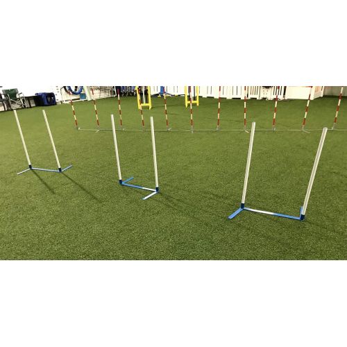  Cool Runners Agility Weave Poles Adjustable 6 Pole Set with Carrying Case and Grass Stakes