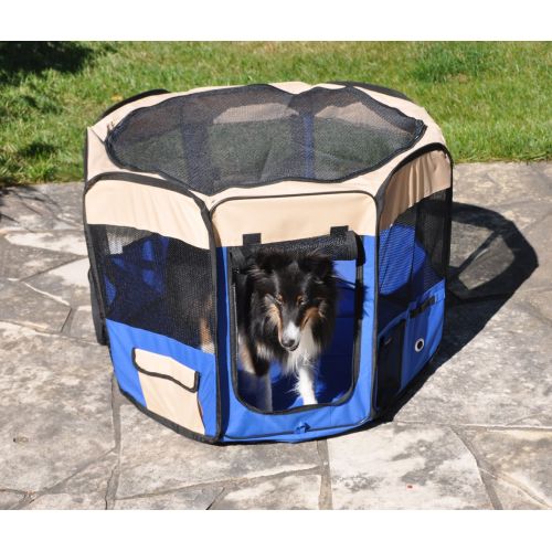  Cool Runners 34-inch x 34-inch x 24-inch Indoor/Outdoor Portable Soft Side Pet Play Pen/Kennel for Dogs or Cats (8 Panels)