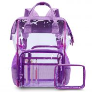 CoolBELL Clear Backpack Transparent Bag Bookbag Stadium Bag (Purple)