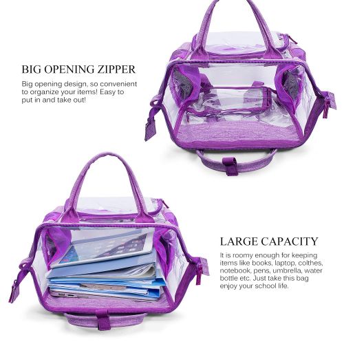  CoolBELL Clear Backpack Transparent Bag Bookbag Stadium Bag (Purple)