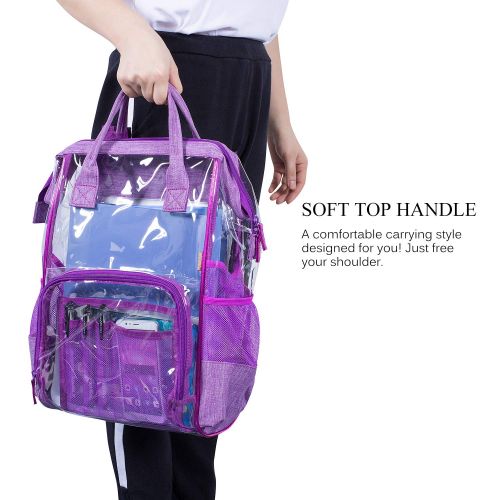  CoolBELL Clear Backpack Transparent Bag Bookbag Stadium Bag (Purple)