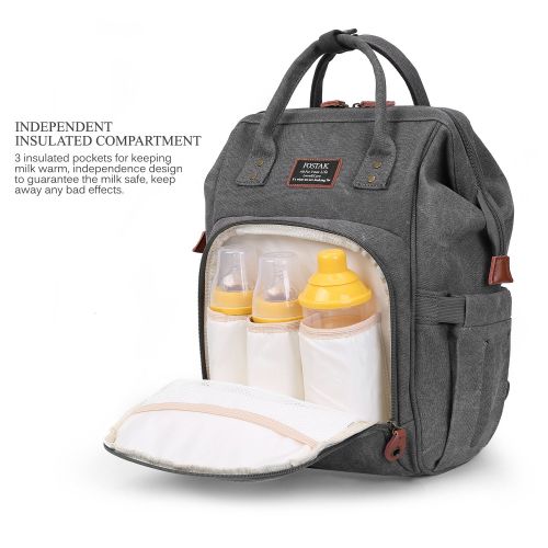  CoolBELL Diaper Bag Backpack Multi-Purpose Mummy Bag Water-Resistant Nappy Bag with Stroller Strap & Changing Pad for Travel Baby Care/Mum / Dad (Canvas Dark Grey)