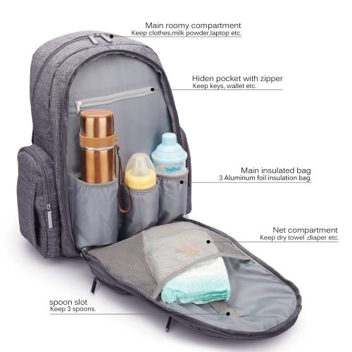  CoolBELL Baby Diaper Backpack with Insulated Pockets/Large Size Water-Resistant Baby...