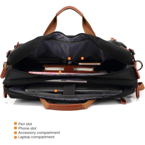  [아마존 핫딜] [아마존핫딜]CoolBELL Convertible Backpack Messenger Bag Shoulder Bag Laptop Case Handbag Business Briefcase Multi-Functional Travel Rucksack Fits 17.3 Inch Laptop for Men/Women (Canvas Dark Co