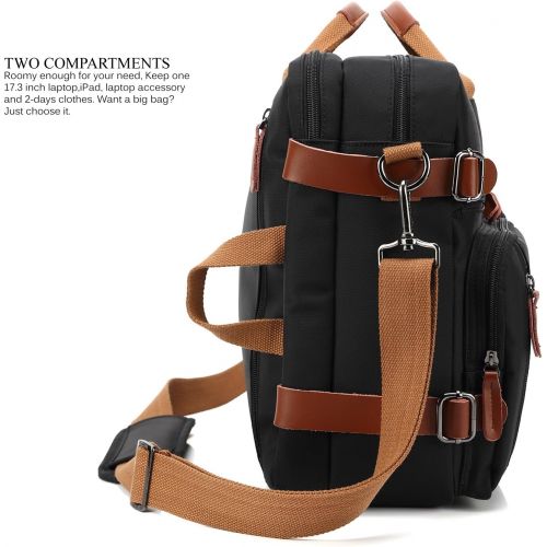  [아마존 핫딜] [아마존핫딜]CoolBELL Convertible Backpack Messenger Bag Shoulder Bag Laptop Case Handbag Business Briefcase Multi-Functional Travel Rucksack Fits 17.3 Inch Laptop for Men/Women (Canvas Dark Co