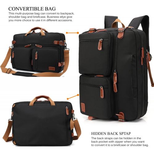 [아마존 핫딜] [아마존핫딜]CoolBELL Convertible Backpack Messenger Bag Shoulder Bag Laptop Case Handbag Business Briefcase Multi-Functional Travel Rucksack Fits 17.3 Inch Laptop for Men/Women (Canvas Dark Co