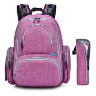 [아마존 핫딜] [아마존핫딜]CoolBELL Baby Diaper Backpack with Insulated Pockets / 15 Inch Water-Resistant Baby Bag/Multi-Functional Travel Knapsack Include Changing Pad (Purple)