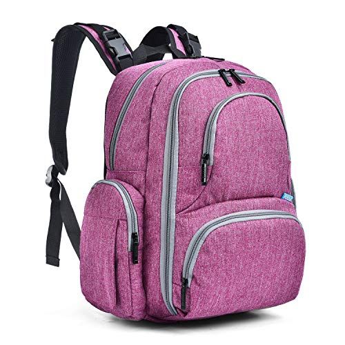  [아마존 핫딜] [아마존핫딜]CoolBELL Baby Diaper Backpack with Insulated Pockets / 15 Inch Water-Resistant Baby Bag/Multi-Functional Travel Knapsack Include Changing Pad (Purple)