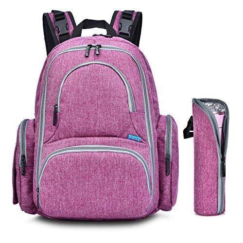  [아마존 핫딜] [아마존핫딜]CoolBELL Baby Diaper Backpack with Insulated Pockets / 15 Inch Water-Resistant Baby Bag/Multi-Functional Travel Knapsack Include Changing Pad (Purple)