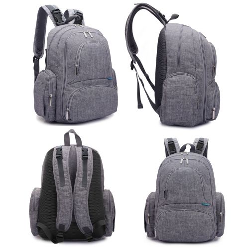  [아마존베스트]CoolBELL Baby Diaper Backpack with Insulated Pockets/Large Size Water-Resistant Baby Bag/Multi-Functional Travel Knapsack Include Changing Pad (Grey)