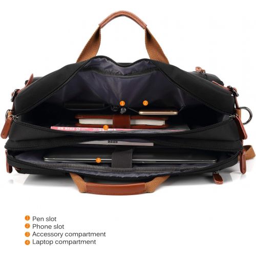  [아마존베스트]CoolBELL Convertible Backpack Messenger Bag Shoulder Bag Laptop Case Handbag Business Briefcase Multi-Functional Travel Rucksack Fits 17.3 Inch Laptop for Men/Women (Black)