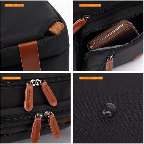  [아마존베스트]CoolBELL Convertible Backpack Messenger Bag Shoulder Bag Laptop Case Handbag Business Briefcase Multi-Functional Travel Rucksack Fits 17.3 Inch Laptop for Men/Women (Black)