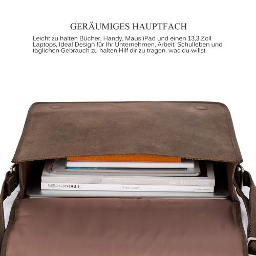  [아마존 핫딜]  [아마존핫딜]CoolBell Aktentasche Business Messenger Bag aus echtem Leder Herren Umhangetasche Arbeitstasche Lehrertasche Tragetasche Studenten Schultertasche Laptoptasche bis zu 13,3 Zoll(Braun)