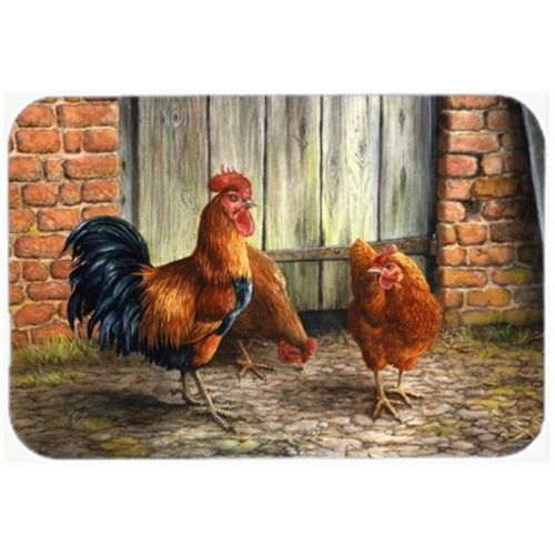  CoolCookware Rooster & Chickens by Daphne Baxter Glass Large Cutting Board