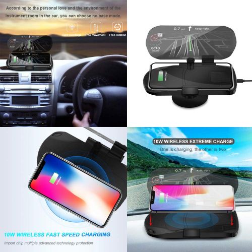  CoolKo Universal HUD Head-Up Display GPS Navigation Frame Windscreen Projector with Qi Wireless Charging Function [Version 2]