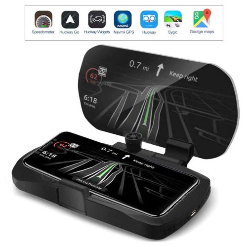  CoolKo Universal HUD Head-Up Display GPS Navigation Frame Windscreen Projector with Qi Wireless Charging Function [Version 2]