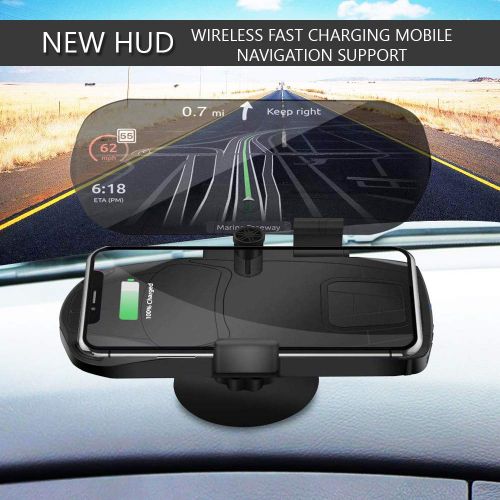  CoolKo Universal HUD Head-Up Display GPS Navigation Frame Windscreen Projector with Qi Wireless Charging Function [Version 2]