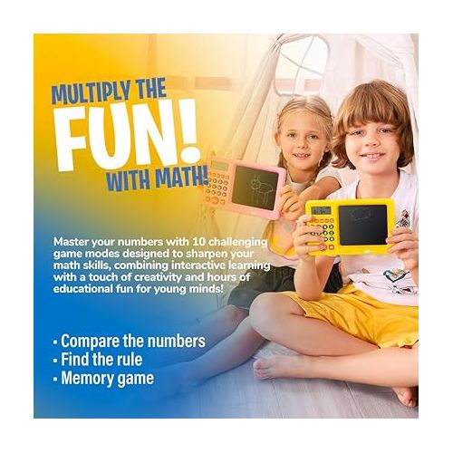  CoolToys Number Genius - Interactive Electronic Math Game with Sketch Pad - Educational Math Learning Games for Kids: Addition, Subtraction, Multiplication, Division, Number Comparison&Logic - Yellow