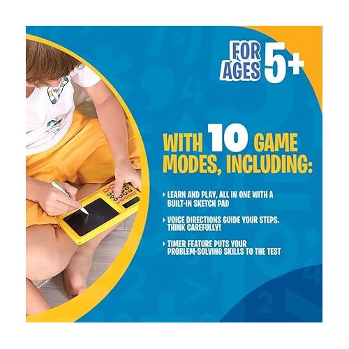  CoolToys Number Genius - Interactive Electronic Math Game with Sketch Pad - Educational Math Learning Games for Kids: Addition, Subtraction, Multiplication, Division, Number Comparison&Logic - Yellow