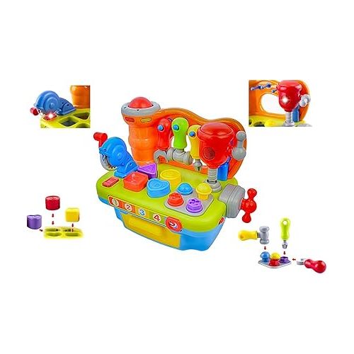  CoolToys Toddler Toy Workshop Playset with Interactive Sounds and Lights, Kids Educational Toy for Learning Colors, Shapes, Numbers, and Alphabet