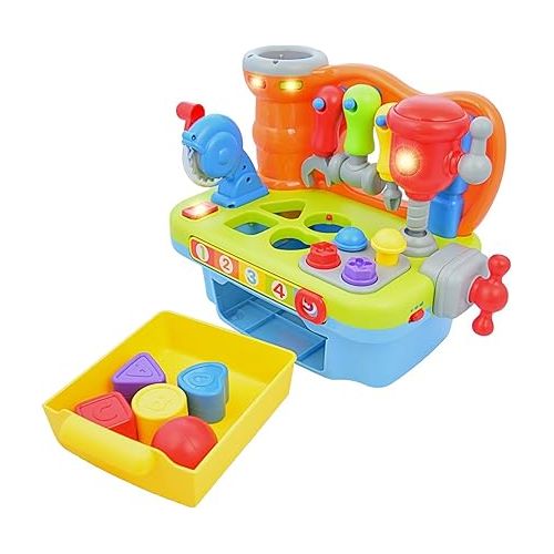  CoolToys Toddler Toy Workshop Playset with Interactive Sounds and Lights, Kids Educational Toy for Learning Colors, Shapes, Numbers, and Alphabet