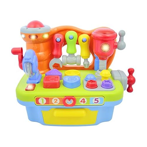  CoolToys Toddler Toy Workshop Playset with Interactive Sounds and Lights, Kids Educational Toy for Learning Colors, Shapes, Numbers, and Alphabet