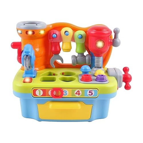  CoolToys Toddler Toy Workshop Playset with Interactive Sounds and Lights, Kids Educational Toy for Learning Colors, Shapes, Numbers, and Alphabet