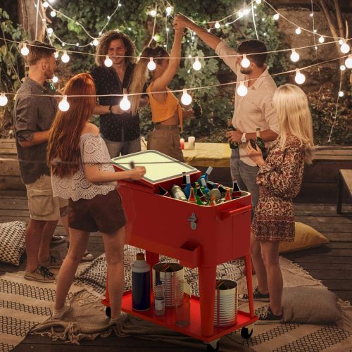  Giantex 80-Quart Cooler Beer Cart Outdoor Entertaining Rolling Party Steel Bar Bistro Beverage Cooler Cart