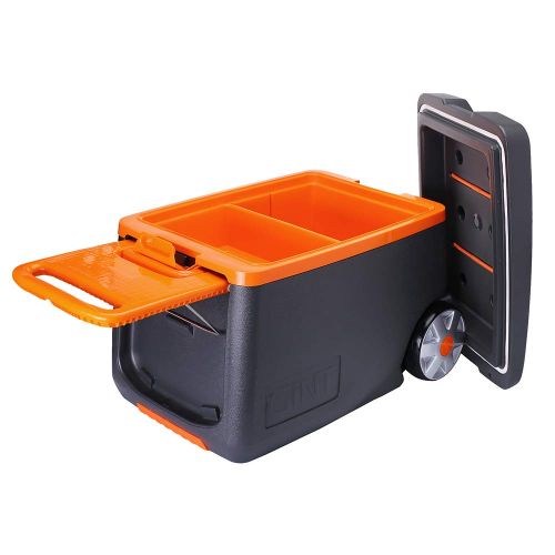  GiNT Rolling Cooler with Handle, 53 Quart Ice Chest Cooler with Wheels, 3-7 Days Ice Retention, Gray