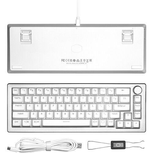  Cooler Master CK720 65% Customizable Mechanical Keyboard (Silver White, White Switches)