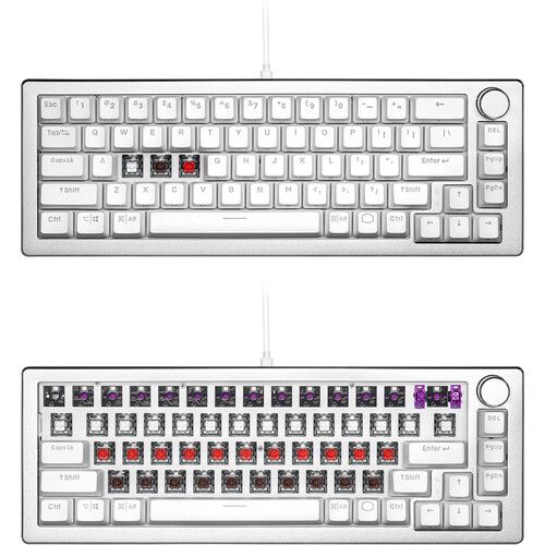  Cooler Master CK720 65% Customizable Mechanical Keyboard (Silver White, White Switches)