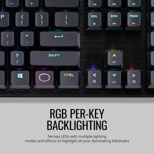  Cooler Master CK552 Gaming Mechanical Keyboard with Gateron Red Switch with RGB Back Lighting - Pure Black, Full