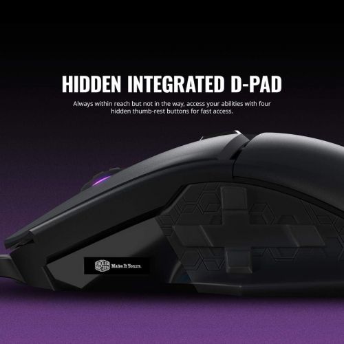  Cooler Master mm830 Gaming Mouse with 24, 000 DPI Sensor, Hidden D-Pad Buttons, 4-Zone RGB, and Precision Wheel