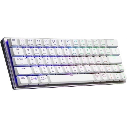  Cooler Master SK622 Wireless 60% Sliver White Mechanical Keyboard with Low Profile Red Switches, New and Improved Keycaps, and Brushed Aluminum Design