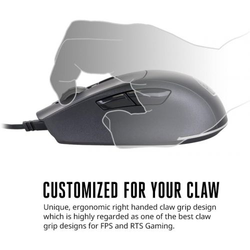  Cooler Master SGM-2007-KLON1 MasterMouse MM520 Claw Grip Gaming Mouse, 7 Buttons, RGB LED 3 Zone Light, On-The-Fly DPI 12000, Lag-Free