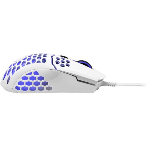  Cooler Master MM711 60G Glossy White Gaming Mouse with Lightweight Honeycomb Shell, Ultraweave Cable, 16000 DPI Optical Sensor and RGB Accents