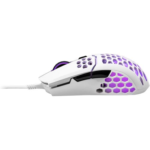  Cooler Master MM711 60G Glossy White Gaming Mouse with Lightweight Honeycomb Shell, Ultraweave Cable, 16000 DPI Optical Sensor and RGB Accents